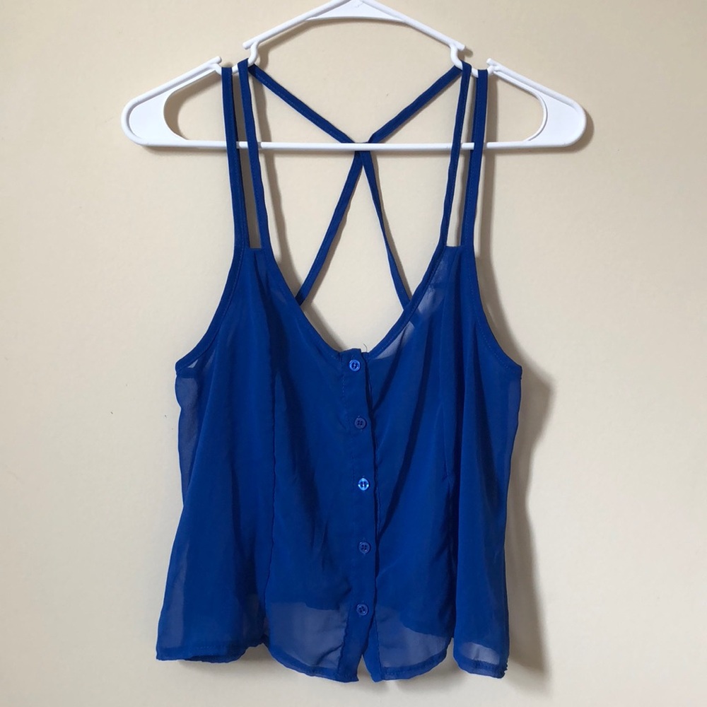 Sheer Blue Tank Top
